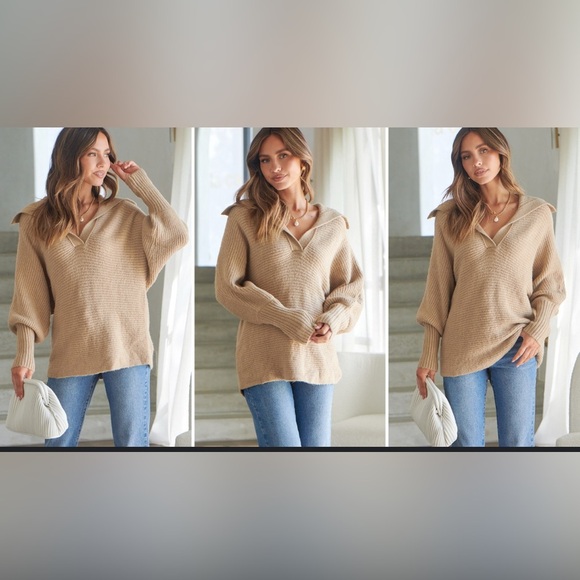 2XL Style & Co OVERSIZED Tan V-Neck Sweater Cozy Knit - Picture 1 of 7